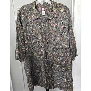 Vintage Chiamare 100% Silk Button Front Shirt Men's XL Abstract Print Lightweigh